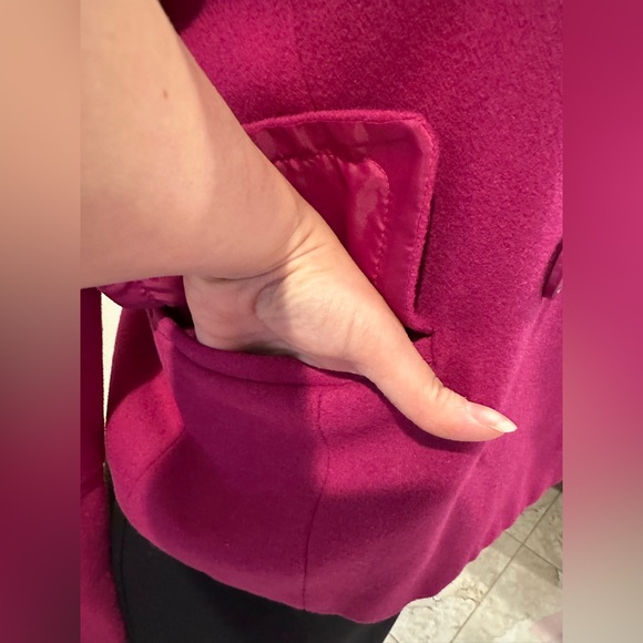 Metrostyle  Pink Pea Coat. Doublee Breasted. Large Cuffed & Buttons Sleeve Sz 8 - Picture 6 of 15